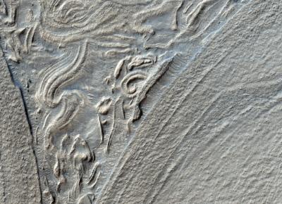 Ces traces d'écoulement dans le bassin Hellas ont été photographiées par Mars Reconnaissance Orbiter (MRO).