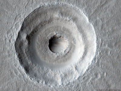 Le cratère Oeil de boeuf sur Mars.