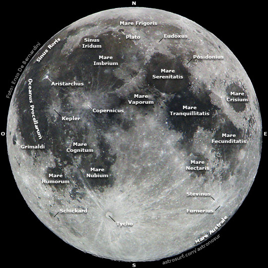 Mapa De La Luna Astronomía Sur