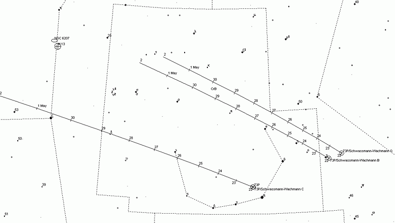 73P/Schwassmann-Wachmann - fragmentos C B G 00:00 UTC