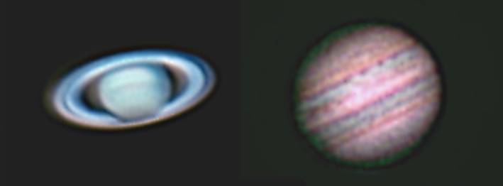Saturne et Jupiter traité  «  infrarouge  »