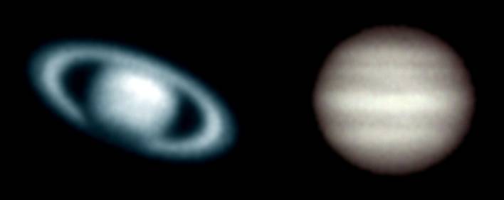 Saturne et Jupiter, images « IR » brutes.