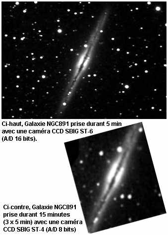 Image de la galaxie NGC 891 prise avec une caméra SBIG ST6