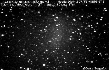Image de la galaxie NGC6822 prise avec une caméra CCD ST6