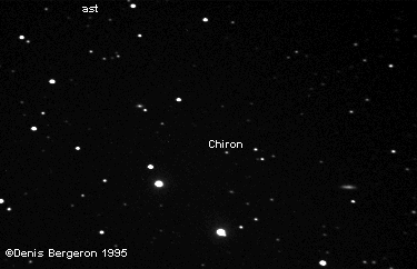 Animation montrant le déplacement de Chiron et d'un astéroïde dans le ciel