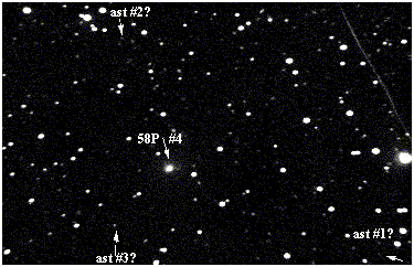 Animation montrant le déplacement d'astéroïdes et d'une comète