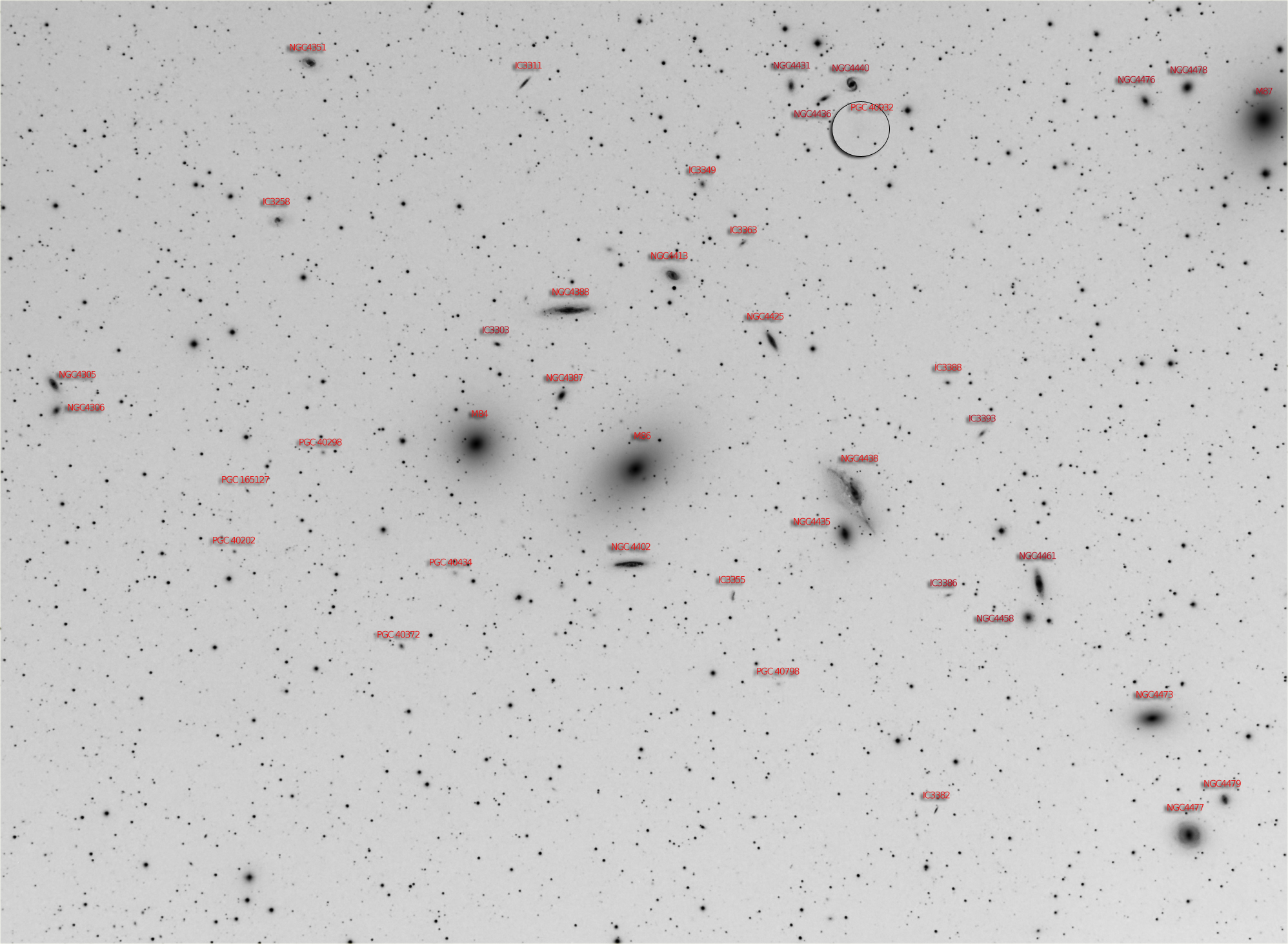 Virgo Galaxy Cluster Identification