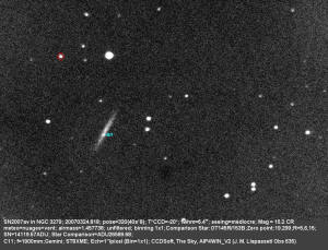 Image de la SN 2007av du 24 mars 2007 (Mag = 15.2 CR) 