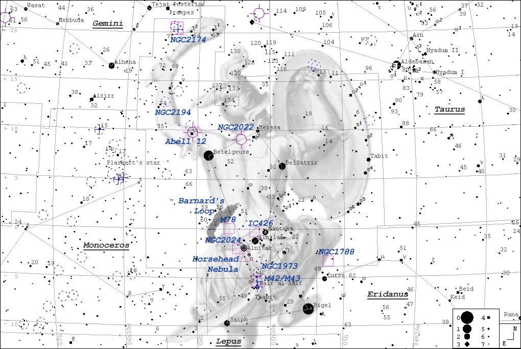 orion constellation map