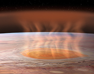 The collision between gravity and acoustic waves create heat rising from the depths up to 800 km over the Great red Spot