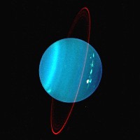 Uranus photographié en infrarouge au Keck II (10m) avec un eoptique adaptique le 10 novembre 2004