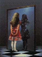 Alice et son reflet dans le miroir de la ralit.