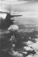 The explosion of Hiroshima pictured from a B-29.