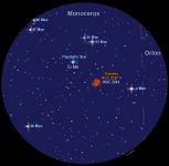 Field of 10° showing Plaskett' Star, the heaviest double star, and Rosetta nebula NGC2237-9 in Monoceros.